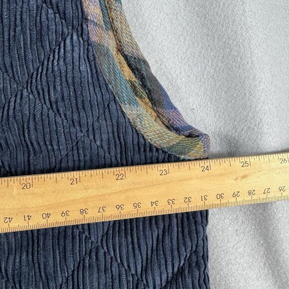 Protest Clothing Corduroy Quilted Vest Blue Plaid Flannel Lined 100% Cotton XL - Picture 5 of 14